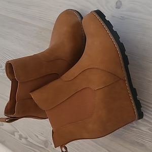 Brown heel booties